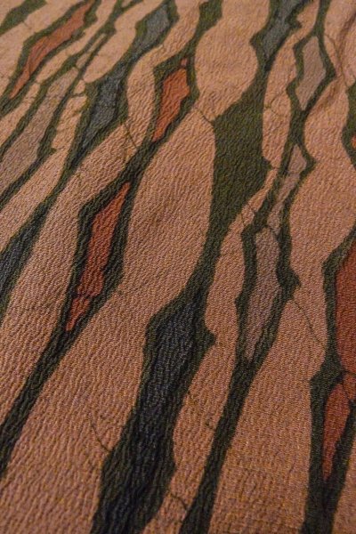 Photo8: P0123L Vintage Japanese kimono Grayish Dark Red HAORI short jacket for women / Silk. Broken ice pattern (Grade B) (8)