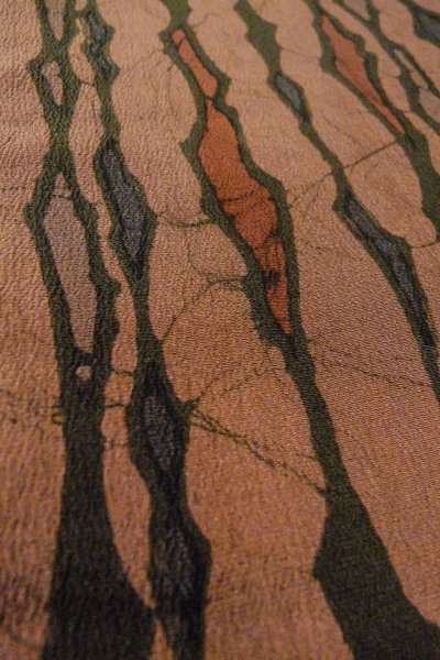 Photo10: P0123L Vintage Japanese kimono Grayish Dark Red HAORI short jacket for women / Silk. Broken ice pattern (Grade B) (10)