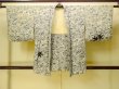 Photo1: P0123M Vintage Japanese kimono Gray HAORI short jacket for women / Silk. MOMIJI maple leaf (Grade C) (1)