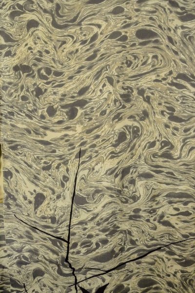 Photo3: P0123M Vintage Japanese kimono Gray HAORI short jacket for women / Silk. MOMIJI maple leaf (Grade C) (3)