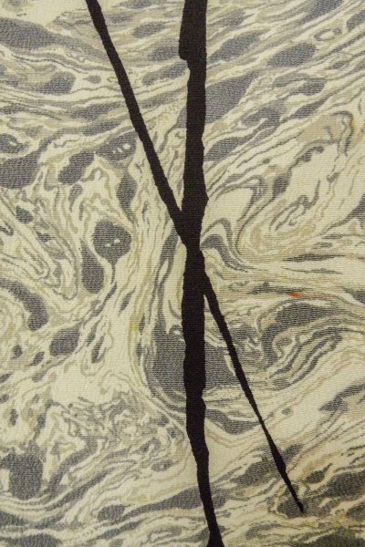 Photo6: P0123M Vintage Japanese kimono Gray HAORI short jacket for women / Silk. MOMIJI maple leaf (Grade C) (6)