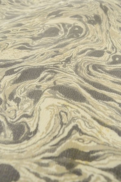 Photo10: P0123M Vintage Japanese kimono Gray HAORI short jacket for women / Silk. MOMIJI maple leaf (Grade C) (10)