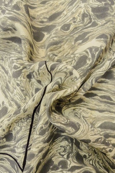 Photo11: P0123M Vintage Japanese kimono Gray HAORI short jacket for women / Silk. MOMIJI maple leaf (Grade C) (11)