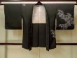 Photo1: P0123N Vintage Japanese kimono Black HAORI short jacket for women / Silk. Chrysanthemum (Grade C) (1)