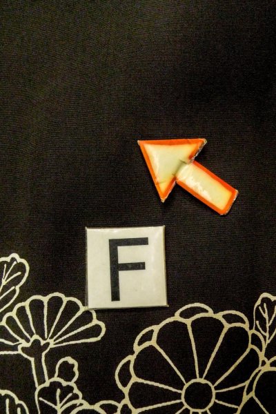 Photo19: P0123N Vintage Japanese kimono Black HAORI short jacket for women / Silk. Chrysanthemum (Grade C) (19)