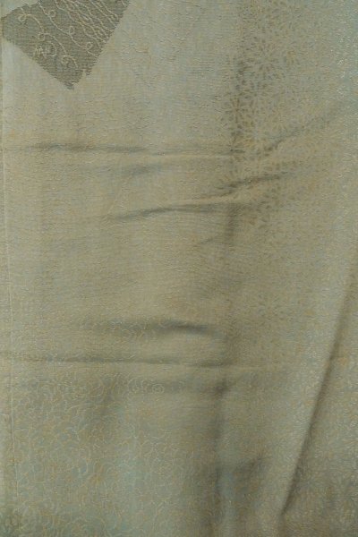 Photo4: P0123P Vintage Japanese kimono Light Bluish Gray HAORI short jacket for women / Silk. (Grade C) (4)