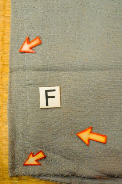 Photo20: P0123P Vintage Japanese kimono Light Bluish Gray HAORI short jacket for women / Silk. (Grade C) (20)