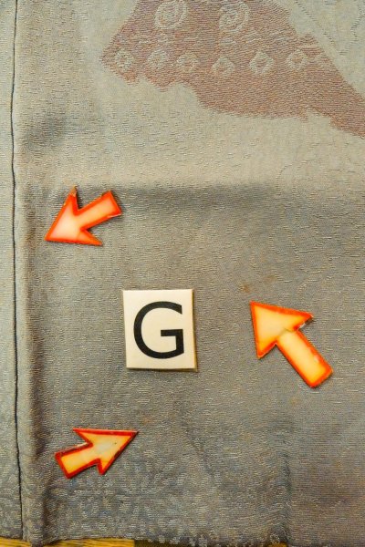 Photo21: P0123P Vintage Japanese kimono Light Bluish Gray HAORI short jacket for women / Silk. (Grade C) (21)