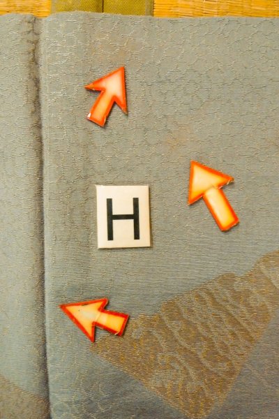 Photo22: P0123P Vintage Japanese kimono Light Bluish Gray HAORI short jacket for women / Silk. (Grade C) (22)