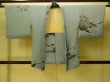 Photo1: P0123Q Vintage Japanese kimono Grayish Light Blue HAORI short jacket for women / Silk. Tall grass (Grade C) (1)