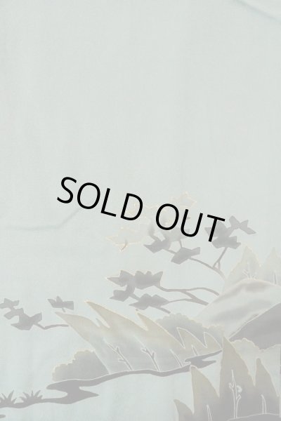 Photo4: P0123Q Vintage Japanese kimono Grayish Light Blue HAORI short jacket for women / Silk. Tall grass (Grade C) (4)