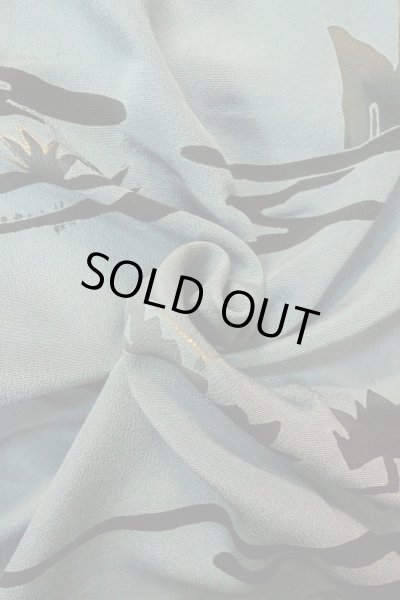 Photo12: P0123Q Vintage Japanese kimono Grayish Light Blue HAORI short jacket for women / Silk. Tall grass (Grade C) (12)