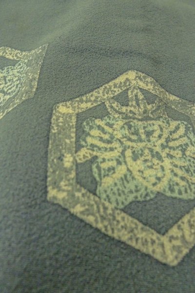 Photo8: P0123S Vintage Japanese kimono Dark Light Blue HAORI short jacket for women / Silk. Flower (Grade C) (8)