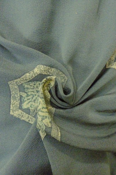 Photo10: P0123S Vintage Japanese kimono Dark Light Blue HAORI short jacket for women / Silk. Flower (Grade C) (10)