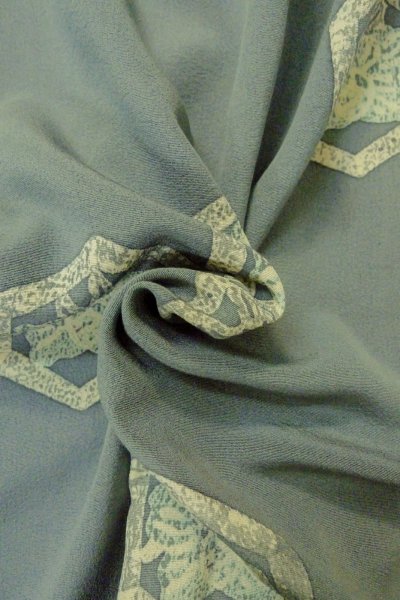 Photo11: P0123S Vintage Japanese kimono Dark Light Blue HAORI short jacket for women / Silk. Flower (Grade C) (11)