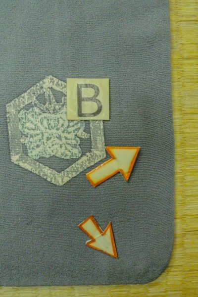 Photo14: P0123S Vintage Japanese kimono Dark Light Blue HAORI short jacket for women / Silk. Flower (Grade C) (14)