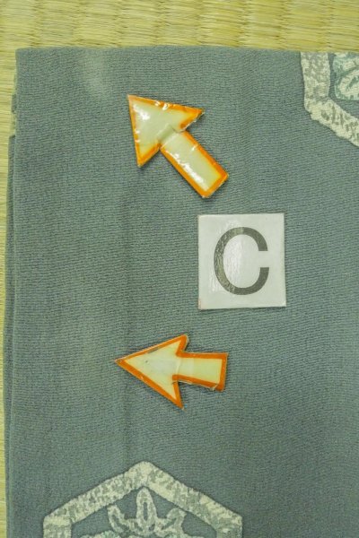 Photo15: P0123S Vintage Japanese kimono Dark Light Blue HAORI short jacket for women / Silk. Flower (Grade C) (15)