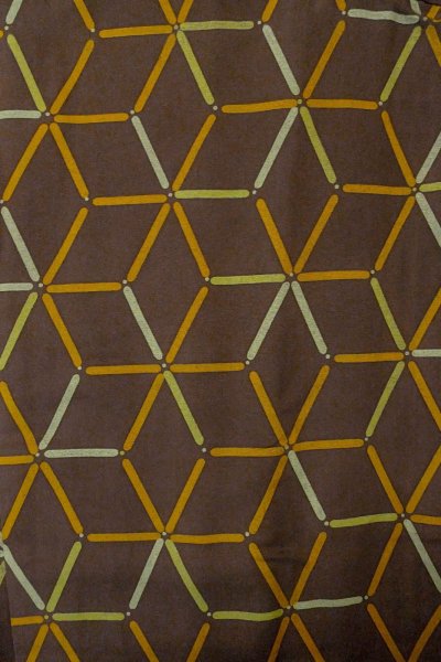 Photo3: P0123T Vintage Japanese kimono Brown HAORI short jacket for women / Silk. Hemp leaf (Grade B) (3)