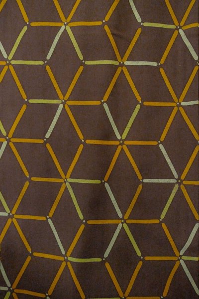 Photo4: P0123T Vintage Japanese kimono Brown HAORI short jacket for women / Silk. Hemp leaf (Grade B) (4)