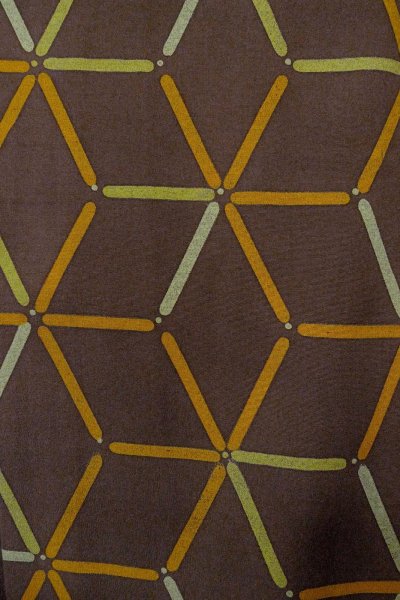 Photo5: P0123T Vintage Japanese kimono Brown HAORI short jacket for women / Silk. Hemp leaf (Grade B) (5)