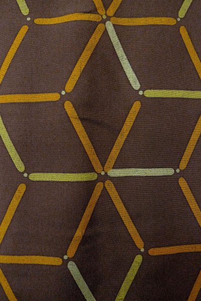 Photo6: P0123T Vintage Japanese kimono Brown HAORI short jacket for women / Silk. Hemp leaf (Grade B) (6)