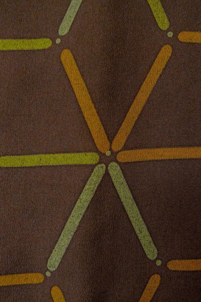 Photo7: P0123T Vintage Japanese kimono Brown HAORI short jacket for women / Silk. Hemp leaf (Grade B) (7)