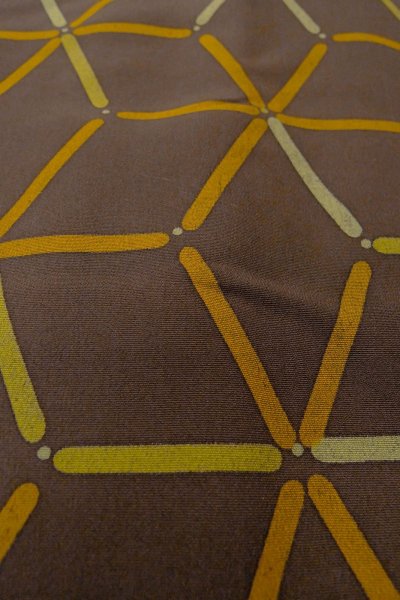 Photo9: P0123T Vintage Japanese kimono Brown HAORI short jacket for women / Silk. Hemp leaf (Grade B) (9)