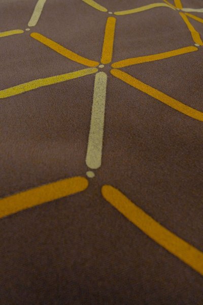 Photo10: P0123T Vintage Japanese kimono Brown HAORI short jacket for women / Silk. Hemp leaf (Grade B) (10)