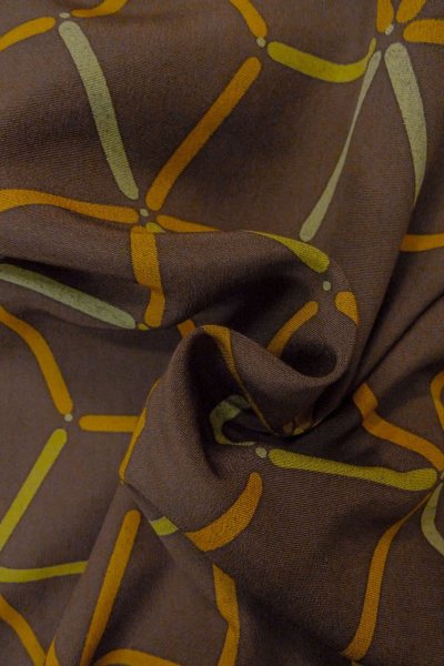 Photo11: P0123T Vintage Japanese kimono Brown HAORI short jacket for women / Silk. Hemp leaf (Grade B) (11)