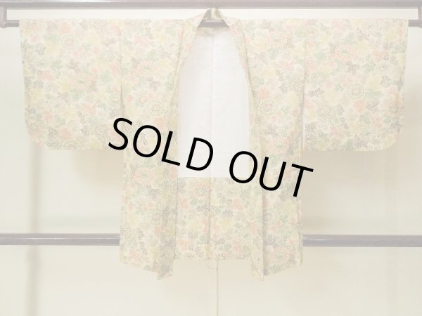 Photo2: Mint P0123V Vintage Japanese kimono Multi Color HAORI short jacket for women / Silk. Flower (Grade A) (2)