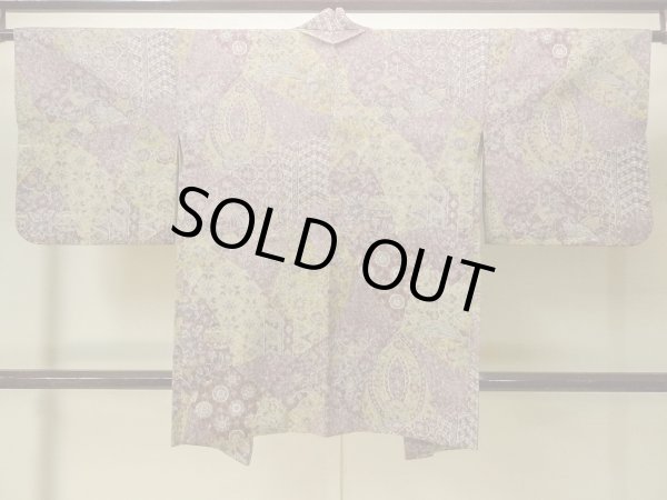 Photo2: Mint P0123Y Vintage Japanese kimono Reddish Purple HAORI short jacket for women / Silk. Phoenix (Grade A) (2)