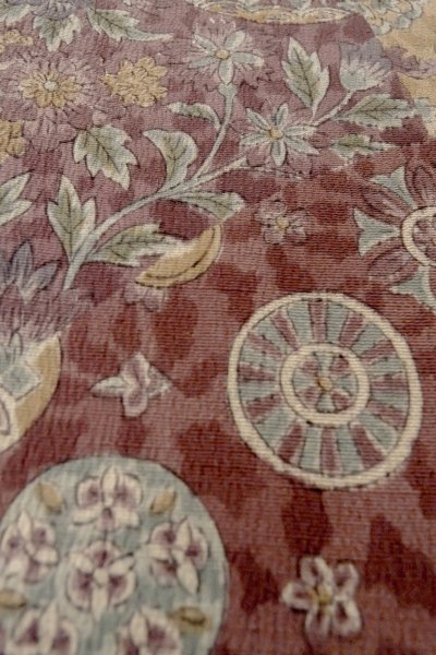 Photo9: Mint P0123Y Vintage Japanese kimono Reddish Purple HAORI short jacket for women / Silk. Phoenix (Grade A) (9)