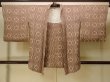Photo1: P0123Z Vintage Japanese kimono Pale Brown HAORI short jacket for women / Silk. Abstract pattern (Grade A) (1)