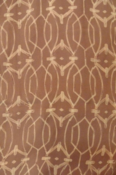 Photo4: P0123Z Vintage Japanese kimono Pale Brown HAORI short jacket for women / Silk. Abstract pattern (Grade A) (4)