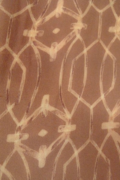 Photo5: P0123Z Vintage Japanese kimono Pale Brown HAORI short jacket for women / Silk. Abstract pattern (Grade A) (5)