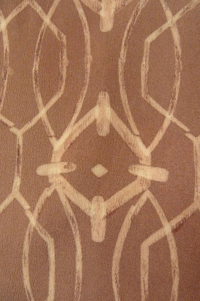 Photo7: P0123Z Vintage Japanese kimono Pale Brown HAORI short jacket for women / Silk. Abstract pattern (Grade A) (7)