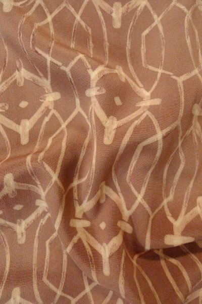 Photo11: P0123Z Vintage Japanese kimono Pale Brown HAORI short jacket for women / Silk. Abstract pattern (Grade A) (11)