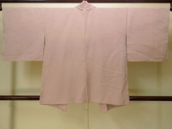 Photo2: P0124A Vintage Japanese kimono Pale Grayish Pink HAORI short jacket for women / Silk. (Grade D) (2)