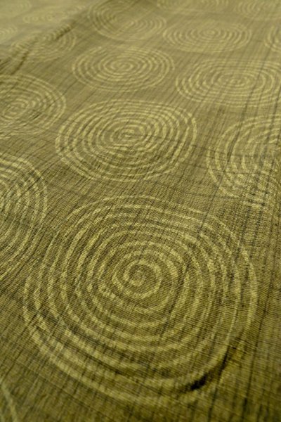 Photo8: P0124B Vintage Japanese kimono Pale Yellowish Green HAORI short jacket for women / Silk. Swirl (Grade D) (8)