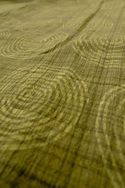 Photo10: P0124B Vintage Japanese kimono Pale Yellowish Green HAORI short jacket for women / Silk. Swirl (Grade D) (10)