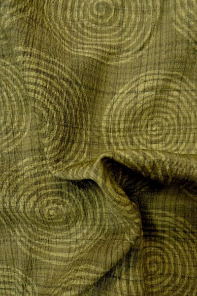 Photo12: P0124B Vintage Japanese kimono Pale Yellowish Green HAORI short jacket for women / Silk. Swirl (Grade D) (12)