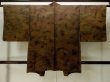 Photo2: P0124C Vintage Japanese kimono Dark Brown HAORI short jacket for women / Silk. Abstract pattern (Grade A) (2)