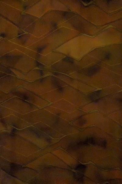 Photo3: P0124C Vintage Japanese kimono Dark Brown HAORI short jacket for women / Silk. Abstract pattern (Grade A) (3)