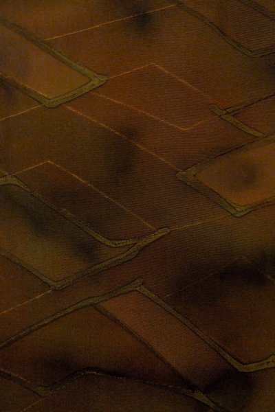 Photo7: P0124C Vintage Japanese kimono Dark Brown HAORI short jacket for women / Silk. Abstract pattern (Grade A) (7)