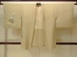 Photo1: P0124D Vintage Japanese kimono Pale Beige HAORI short jacket for women / Silk. Leaf (Grade C) (1)
