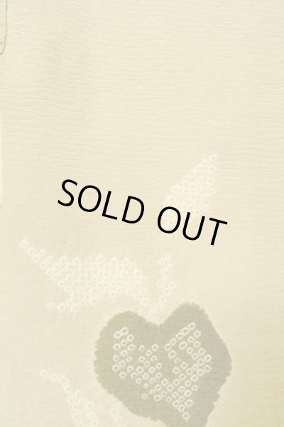Photo1: P0124D Vintage Japanese kimono Pale Beige HAORI short jacket for women / Silk. Leaf (Grade C) (1)