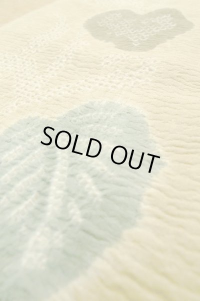 Photo9: P0124D Vintage Japanese kimono Pale Beige HAORI short jacket for women / Silk. Leaf (Grade C) (9)