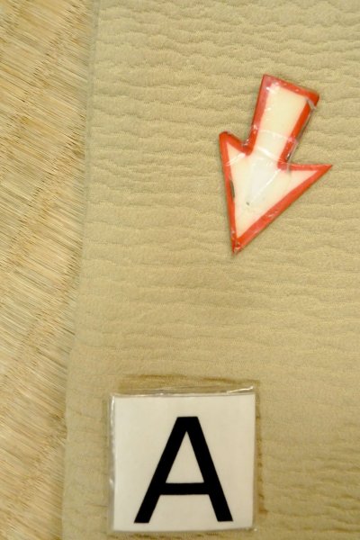 Photo14: P0124D Vintage Japanese kimono Pale Beige HAORI short jacket for women / Silk. Leaf (Grade C) (14)