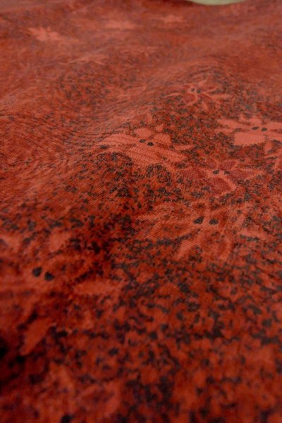 Photo8: P0124E Vintage Japanese kimono Dark Red HAORI short jacket for women / Silk. Flower (Grade A) (8)