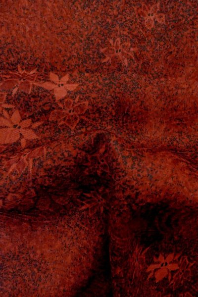 Photo11: P0124E Vintage Japanese kimono Dark Red HAORI short jacket for women / Silk. Flower (Grade A) (11)